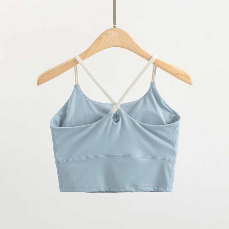 Women's Cross Back Crop Top Built in Bra