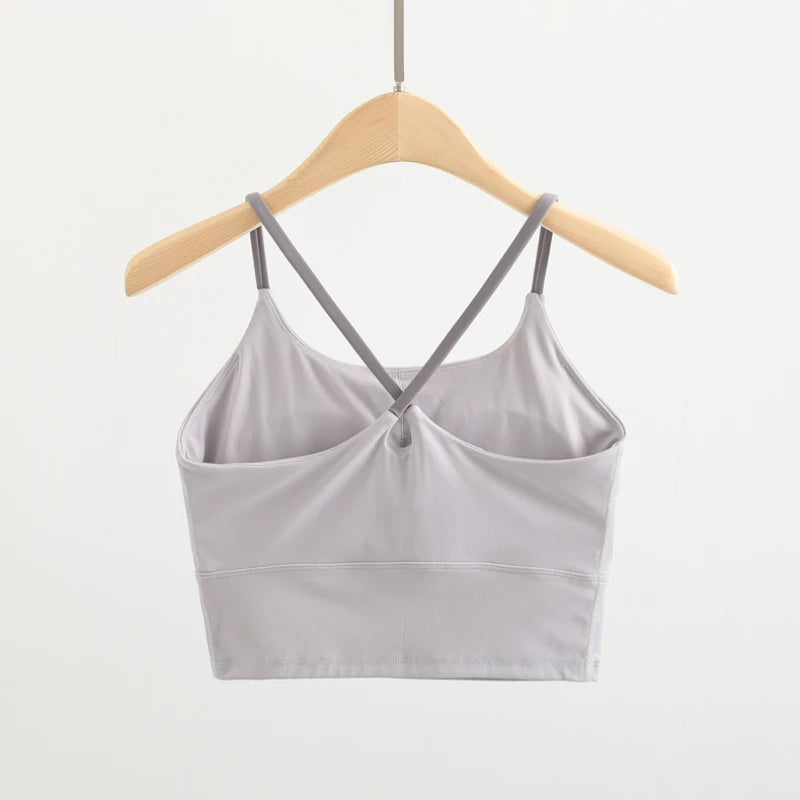 Women's Cross Back Crop Top Built in Bra