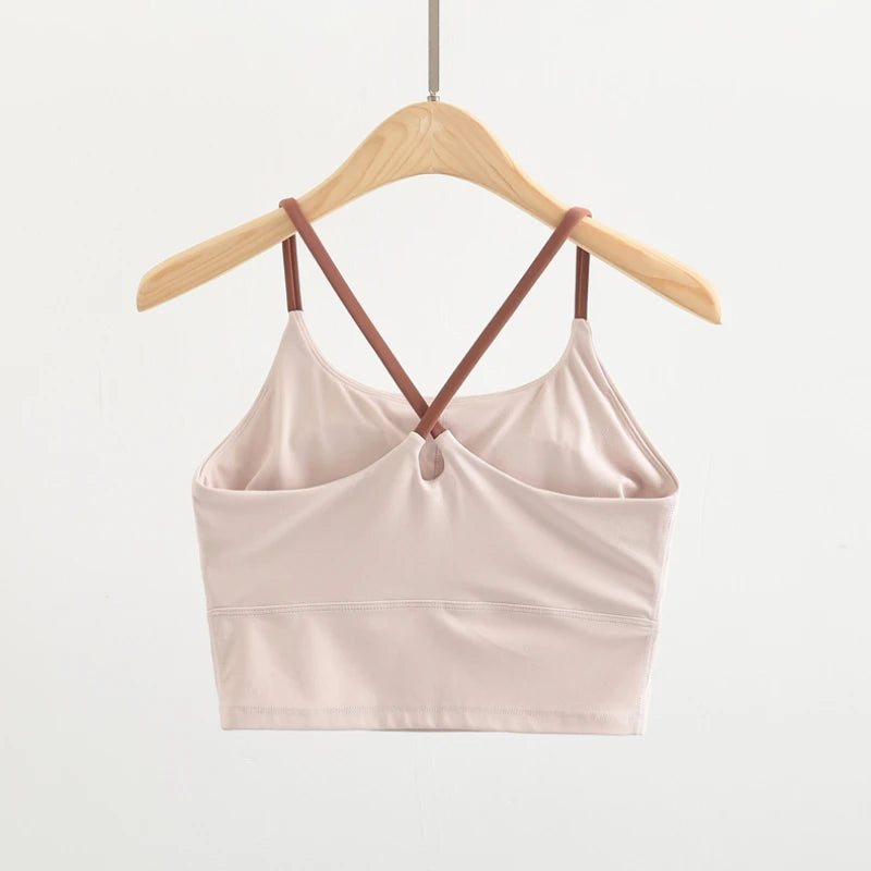 Women's Cross Back Crop Top Built in Bra